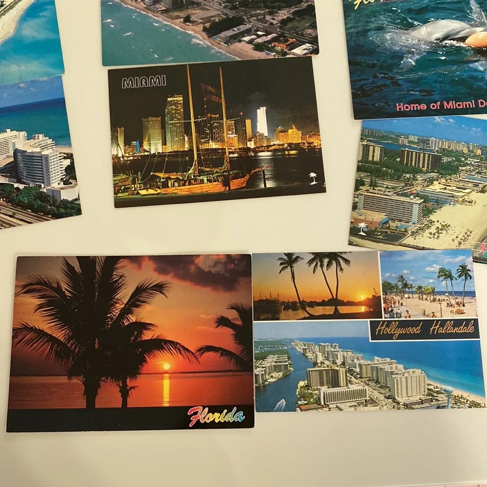 11 Vintage 90’s Scenic Florida Impressions POST CARDS w/ palm trees on back